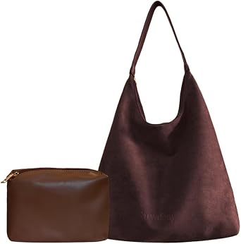 Suede Shoulder Bag for Women Suede Tote Purse Slouchy Suede Hobo Bags Suede Handbags Purses Set for Work Travel