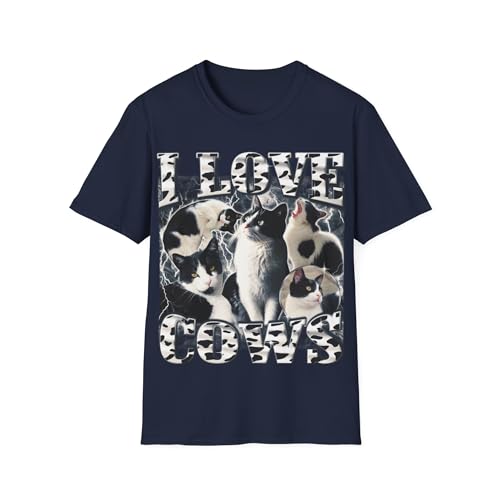 T-shirt I Love Cows motif chat mignon en smoking, partagez un éclat de rire en 3XL