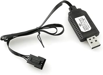 2PCS USB Charging Cable SM-4P Charger for RC Car/Boat/Gel Ball Blaster 7.4V Li-ion Battery