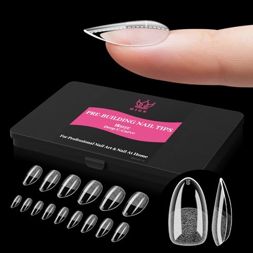 Image of Short Almond Pre-Building Nail Tips, 15 Sizes 240 PCS