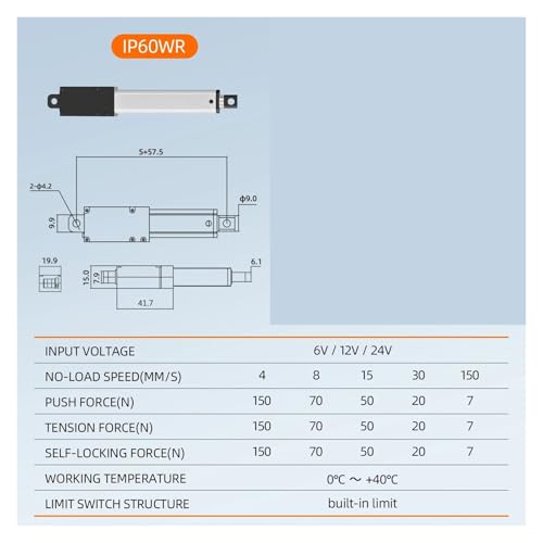 Actionneur linéaire ultra compact 150N force de poussée micro vérin 6V