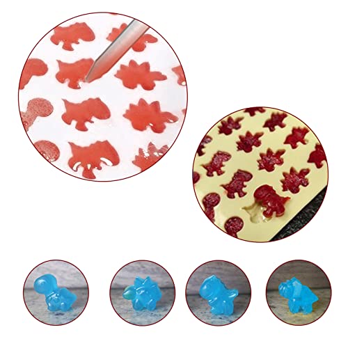 Palksky Mini Dinosaur Silicone Candy Molds/Dragon Gummy Bear Mold, Non-Stick Gummie Chocolate Gelatin Tray (4-Pack+4 Droppers) Creates 192 Sweet Snacks Triceratops T-Rex Stegosaurus Brontosaurus #TOP4