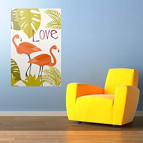 WallsByMe - Peel and Stick Poster Print Green and Orange Tropical Wall Art 1003 - 8in x 12in (20x31cm) -, Repositionable and Removable - Unframed