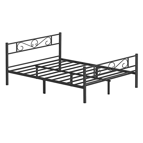 VASAGLE Doppelbettgestell, Bettrahmen, Bettgestell aus Metall, passend für 160 x 200 cm Matratze, Gästebett, einfache Montage, für kleine Räume,...