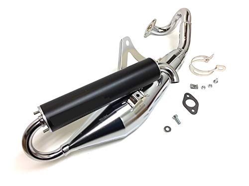 Chrom Sportauspuff passend für Peugeot Speedfight 3, New Vivacity, Ludix, Jetforce TSDI, C-Tech 50 (2-Takt) mit E-Prüfzeichen