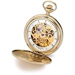 Charles-Hubert, Paris 3904-G Premium Collection Gold-Plated Stainless Steel Polished Finish Double Hunter Case Mechanical Pocket Watch