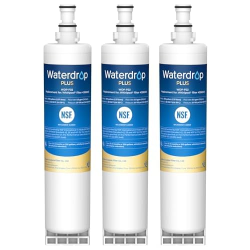 Waterdrop Plus 4396508 Refrigerator Water Filter, Replacement for Whirlpool® 4396510, EveryDrop® Filter 5, NSF/ANSI 401&53&42 Certified, Reduce RFAS, 3 Filters