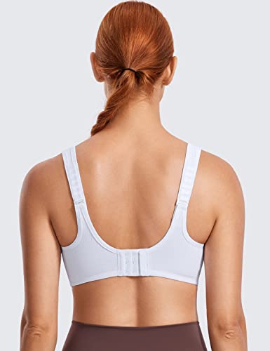 Syrokan Women's Max Control Underwire Sports Bra High Impact Plus Size With Adjustable Straps White 40Dd #TOP1