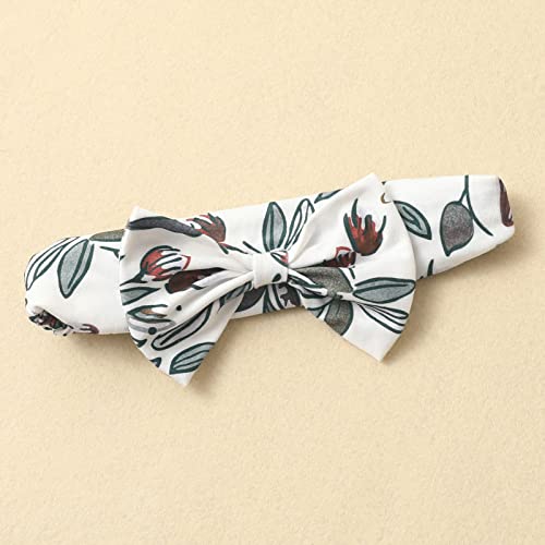 Infant Baby Girls Cute Skirt Set, Long Sleeve Leaves/Animal Print Romper Suspender Skirt Bow Headband Fall Outfit (Green Leaves, 0-3 Months) #TOP4