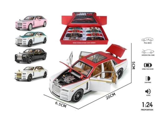Image of 1:24 New Rolls Royce Phantom Toy Car Diecast Metal Pull Back Car - 6 Openable Doors with Sound & Light | Luxury Toy Car & Gift for Kids 【Colors as Per Stock】