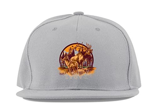 Casquette de baseball vintage en coton gris de taille unique avec motif cerf