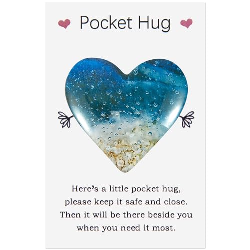 Pocket Hugs Heart Thinking of You Gift Keepsake Gifts for Women University and School Friends Positive Good Luck Presents for Birthday Wedding Christmas Mothers Day Valentines Day (Beach)
