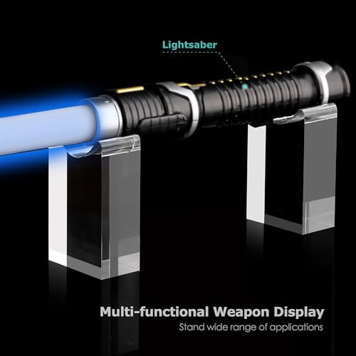 SANRUI Acrylic Weapon Lightsaber Display Holder,Clear Desk Adjustable Wand Stand Vertical for Most Samurai Sword Tanto Rapier Light Saber Cosplay Blade Tanjirou Demon Slayer Dagger Weapon Rack - Thumbnail 4