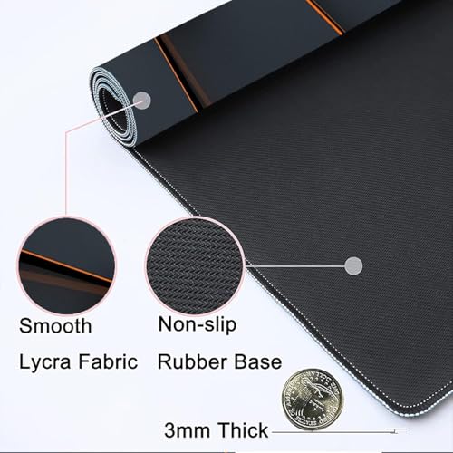 Image of Anti-Slip Extended Mouse Pads Black Geometric Pattern RGB Gaming Rubber Mouse Pad /Desk Mat for Laptop and Computer (30cm x 80cm)