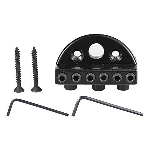 ammoon 6-string Headless Electric Guitar String Locking Nut Set with 2 Wrench 2 Screw Black