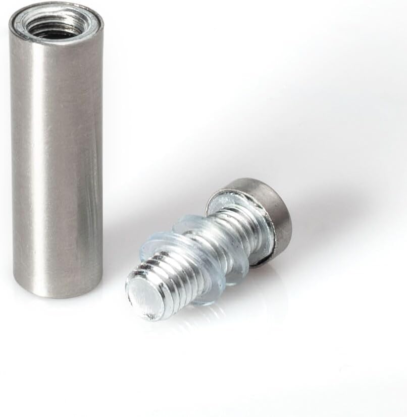Stainless Steel Standoff 1/2 Inch Diameter x 1-1/2 Inch Barrel Length Brushed Finish for PVC, Glass and Acrylic Sign Stand Off Wall Anchors and Screws 48 Piece Small Store Pack