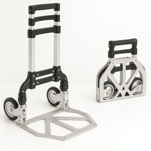 Carretilla de Mano portátil Plegable y Extensible con Ruedas | Carro de Transporte Aluminio Ligero | con Cuerdas de Gomas Incluidas | Carga Capacidad máxima 75Kg | Carrito | hogar | Playa | Garaje