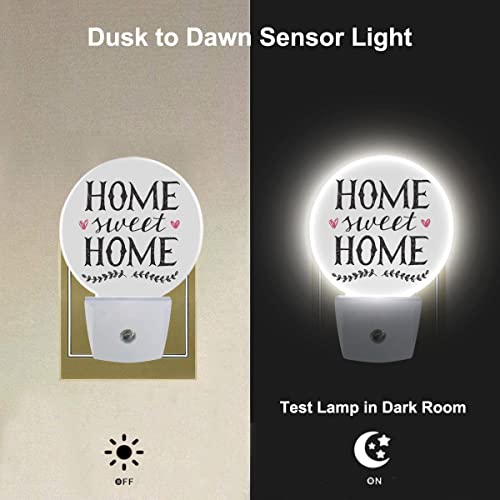 Image of Night Lights Plug into Wall Sweet Home Hand Lettering Word Night Light Dusk to Dawn Sensor LED Lighting for Bedroom Bathroom Living Room, 0.5W Sleep Friendly