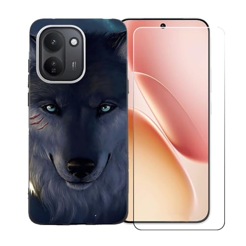 LCEHTOGYE �K�p Vivo iQOO Z11 +�����K���X�X�N���[���v���e�N�^�[�p�P�[�X�A�K�p Vivo iQOO Z11 (6,83")�ƌ݊����̂���u���b�N�\�t�gTPU�V���R���Q���P�[�X�ی�J�o�[ BST12