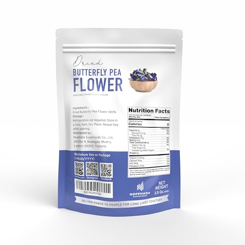 Homtiem Organic Dried Butterfly Pea Flower 3.5oz(100g), Non-GMO, Vegan, Natural, Pure, Fresh from Farm, No Color Added, Rich in Antioxidants and Health Benefits - Thumbnail 2