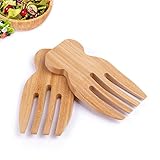 Bamboo Salad Hands Salad tossers Wood Salad Tongs Server Tongs Bear Claw Salad Servers Set...