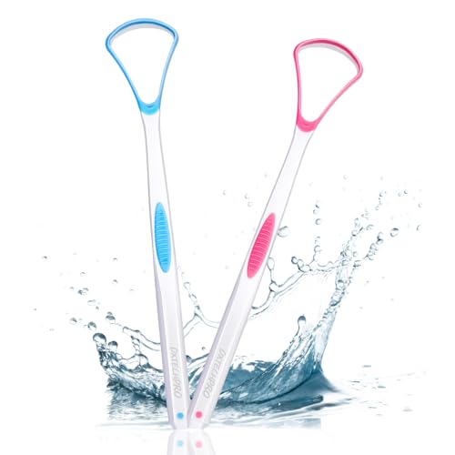 DXTECHPRO 2本 舌ブラシ シリコン 舌に優しく 舌クリーナー 舌磨き ブラシ 両面用 舌苔除去 舌専用クリーナー したみがき ブラシ 舌みがき 舌歯ブラシ 舌苔取り(1本ブルー 1本ピンク)