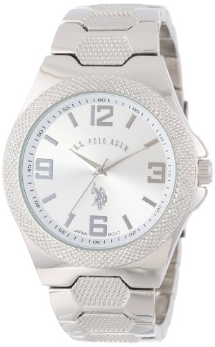U.S. Polo Assn. Classic Men's USC80009 Rimmed Bezel Silver Dial Link Watch