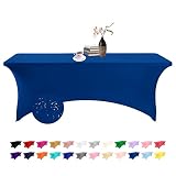 Picture of eccwai Spandex 8ft Waterproof Table Cover for Party,Wedding, Banquet, and Events(Classicbule)