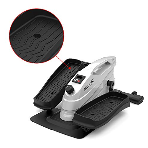 ATIVAFIT Under Desk Elliptical Bike, Pedal Exerciser, Mini Elliptical Machine with Non-Slip Pedal, Display Monitor and Adjustable Resistance, Quiet & Compact Home Office Trainer Fitness Peddler