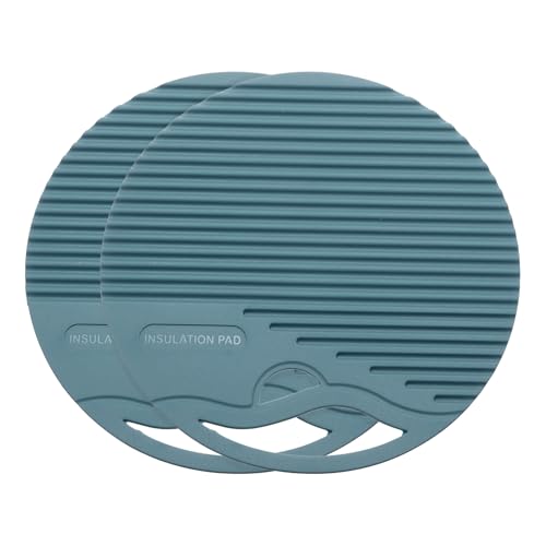 sourcing map 2 salvamanteles de silicona redondos de 6.7 pulgadas para ollas y sartenes calientes, soportes multiusos resistentes al calor para ollas y platos calientes, encimeras, posavasos, color