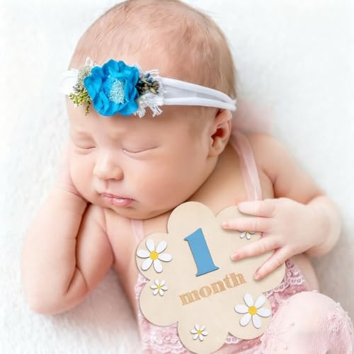Image of TecoKart Baby Monthly Milestone Cards for New Born Photoshoot | Blue Baby Monthly Photoshoot Props for Milestone Memories