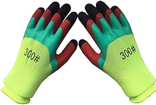 5 pairs Gardening Gloves Work Gloves Waterproof,Fingertips Thickening Latex Coated ,Cut Stab-resistant,Non-slip Thorn Proof for Builders,Mechanic,Welding fit Medium/Large(green)