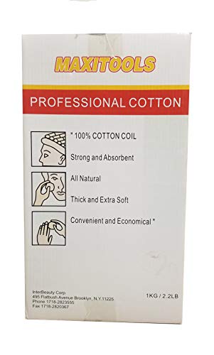 MAXITOOLS Professional Cotton Roll Coil - Dispenser Box - 2.2 Lb. Coil - Perfect for Hair Salon, Nail Salon, Nail Polish Removal