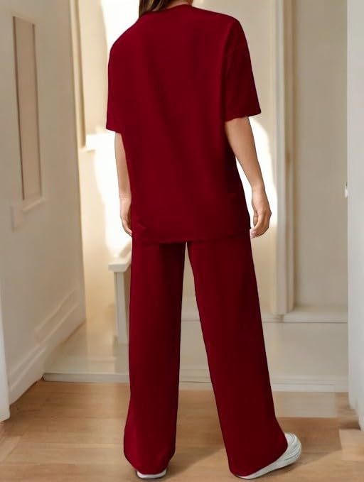 Image of My Swag USA Graphic Print Cotton Loungewear Set, T-Shirt and Pants, Casual Comfort Wear