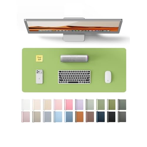 YSAGi Leather Desk Pad Protector, Office Desk Mat, Large Mouse Pad, Non-Slip PU Leather Desk Blotter, Laptop Desk Pad, Waterproof Desk Writing Pad for Office and Home (Aquamarine, 23.6" x 13