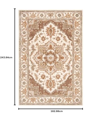 Image of 6x8 Ft Wool Tufted Carpet - Elegant Handcrafted Traditional Rug for Bedrooms, Living Rooms & Studios