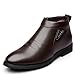 Botas para hombres de punta redonda con cremallera interna con cremallera llanura de grifo tacón de tacón de tacón superior de tacón superior en piel sintética suela suela invierno cálido peluche