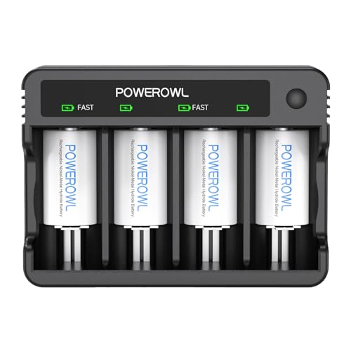 POWEROWL Rechargeable C Batteries with Charger USB Quick Charging Universal Battery Charger (ZN452E)