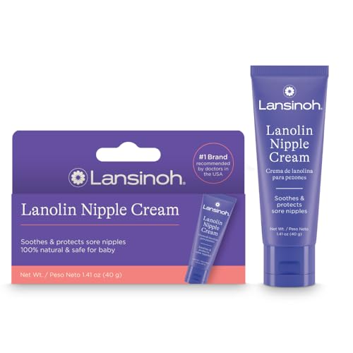 Image of Lansinoh Lanolin Nipple Cream Safe for Breastfeeding Baby, 100% Natural Nipple Butter for Mom, Breastfeeding Essentials, 1.41 Ounces