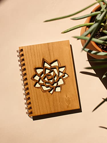 Succulent Wood Blank Nature Journal [Hardcover Spiral Garden Notebook For Mom, Women, Gratitude, Travel, Prayer, Writing, Food, Fitness, Workout, Art, Mindfulness, Wellness, Yoga, Made In The Usa] #TOP1