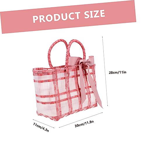 FRCOLOR Retro Literary Style Woven Bag for Women Capacity Beach Bag Outdoor Pouch for Photography Props2