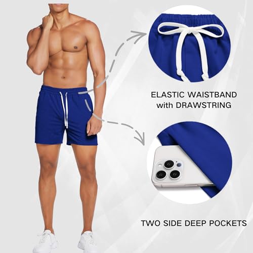 Image of Deyeek 5.5 Inch Mens Pajama Shorts Sleep Cotton Lounge PJ Lightweight Elastic Waist Drawstring Nightwear Bottom with Pockets