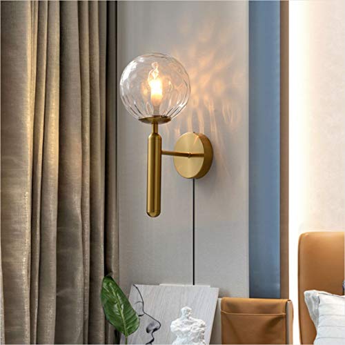 Image of KCO Lighting Plug in Globe Wall Light Vintage Industrial Wall Sconce Lighting Fixture with On /Off Switch, Metal Wall Lamp for Bedroom Living Room Hallway,(Clear Plug in)