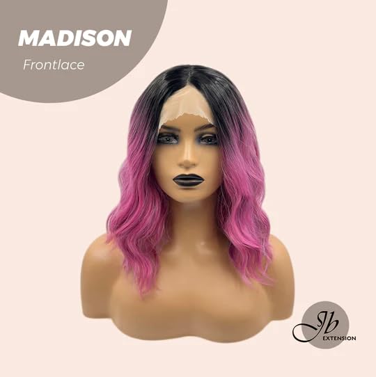 Miniatura 2 de JBEXTENSION MADISON - Peluca de encaje frontal de 14 pulgadas, pelucas onduladas color fucsia degradado para mujer, pelucas sintéticas naturales