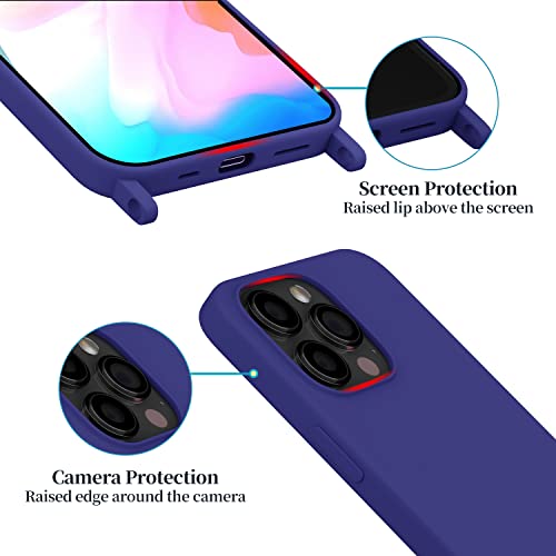 Image of Compatible with iPhone 15 Pro Max Case with Lanyard Crossbody iPhone Case with Strap Adjustable Shockproof Drop Protection Silicone Phone Cover for iPhone 15 Pro Max 6.7''