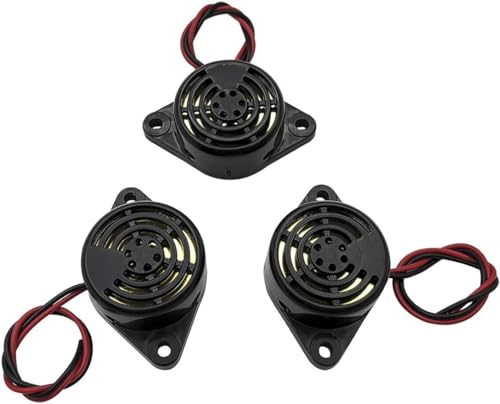 Cloverrrrr 3PCS DC 3-24V 90dB Active Piezo Electronic Buzzer Beep Tone Alarm Ringer Continous Sound (Black) SFM-27-W
