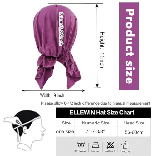 Image of PALAY Head Scarf for Female Cotton Elastic Chemo Caps Headwear Turban, Pre-Tied Cancer Cap Headscarf Slip On Headwrap for Hair Loss Or Thin Hair