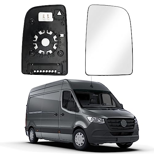 Cristal de Espejo reemplazar para Mercedes Sprinter 2006-2018, Retrovisor Exterior Ajustable Adecuado, Lente de Marcha Atrás (Derecha)