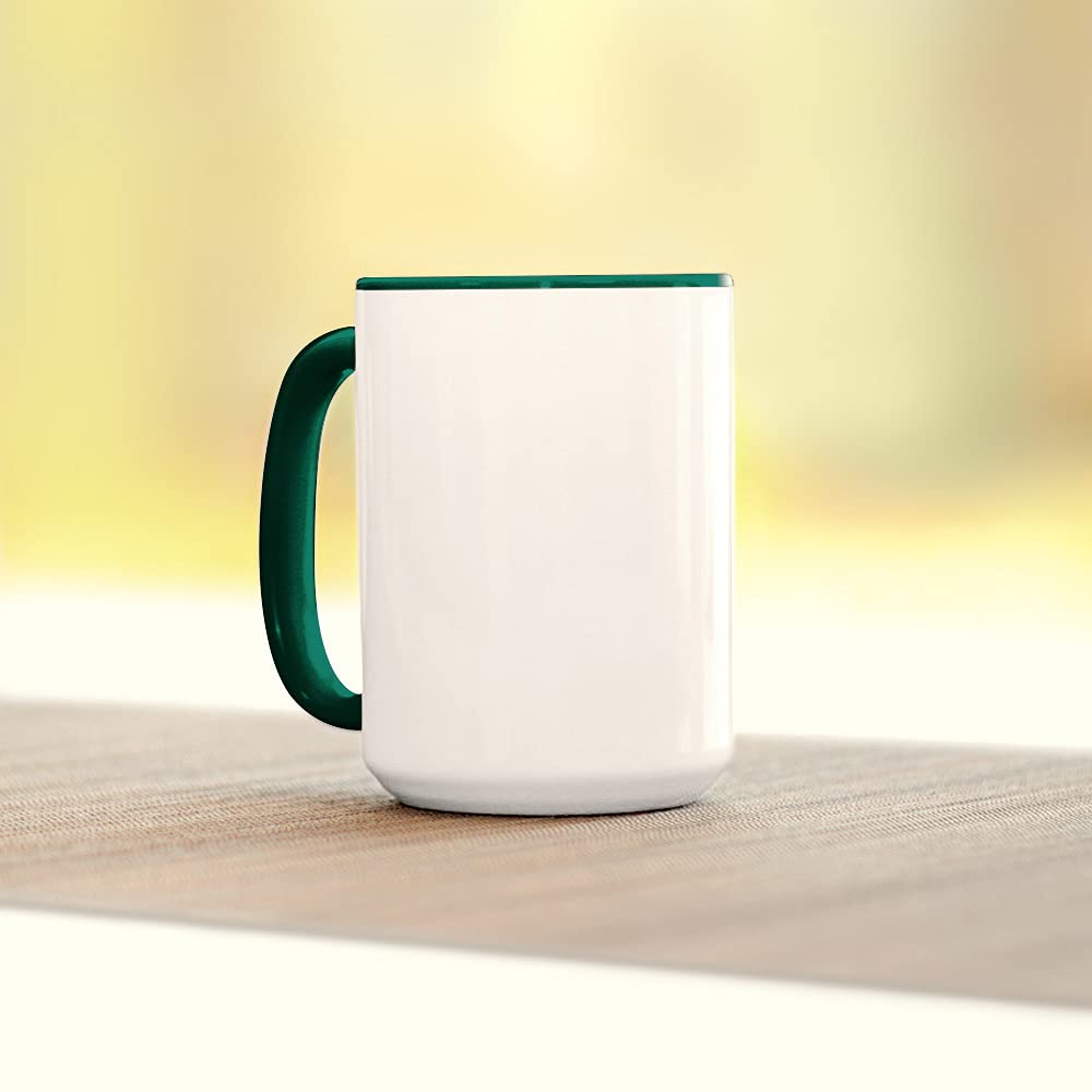 Bastel-Tassen ohne Druck zum Bemalen aus Hochwertiger Keramik Einzeln oder im Set/Mug/Cup/Becher/Pott Jumbo Tasse Innen & Henkel Dunkelgrün 6er Set