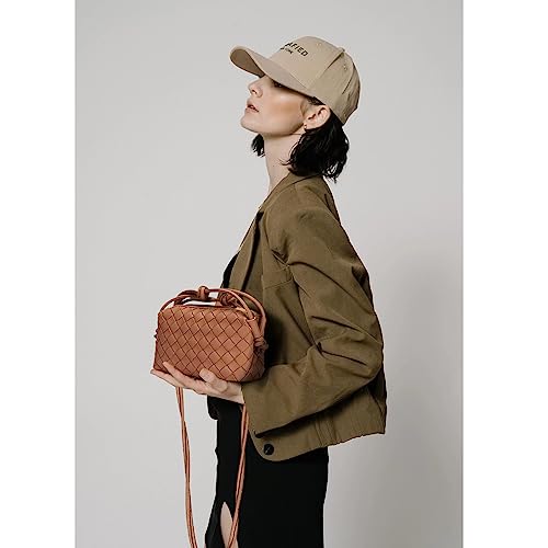 ZEDIUH Woven Crossbody Bags For Women, Small Handmade Purse Clutch Shoulderbag Handbag, Zipper Closure (Brown) by ZEDIUH - Image 2